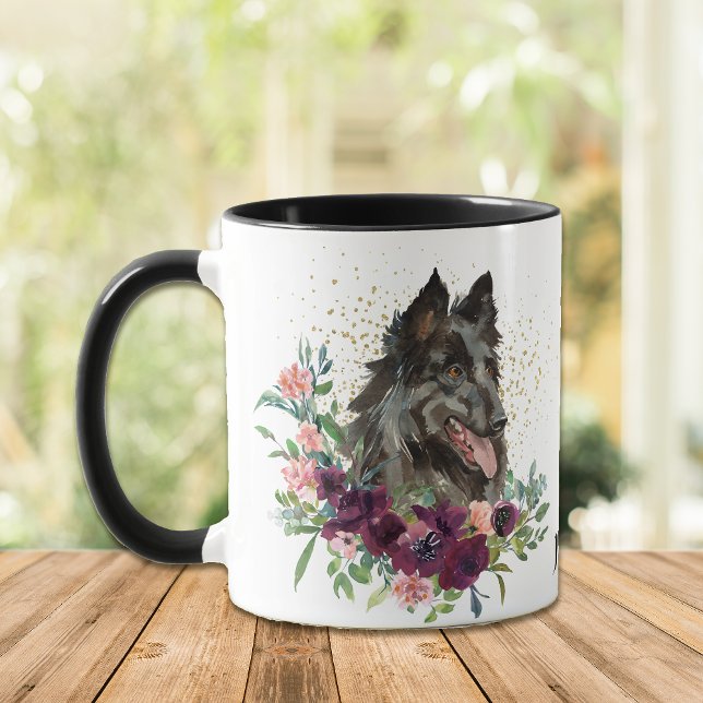 Taza Crimson Floral Bouquet Perro Tervuren belga (Subido por el creador)