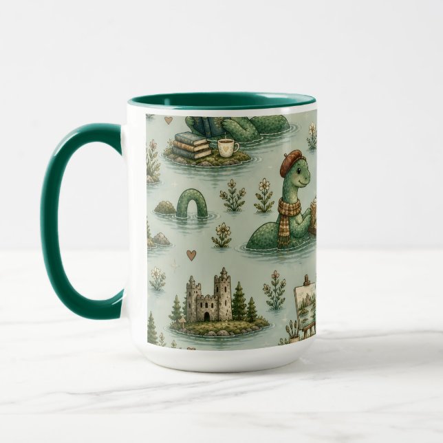 Taza Criptídeos Acogedores Nessie Monstruo del Lago Nes (Izquierda)