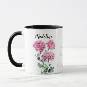 Taza Crisantemo acuarela Noviembre Flor de nacimiento