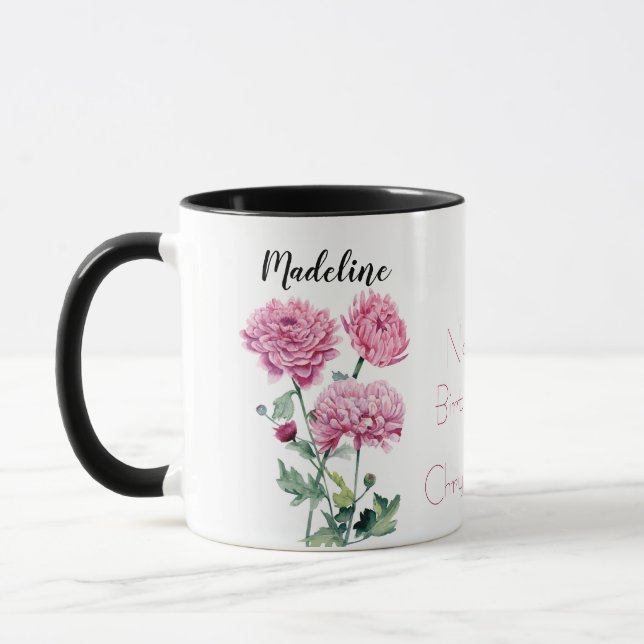 Taza Crisantemo acuarela Noviembre Flor de nacimiento (Izquierda)