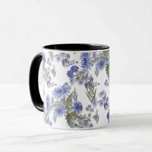 Taza Crisantemo azul, acuarela