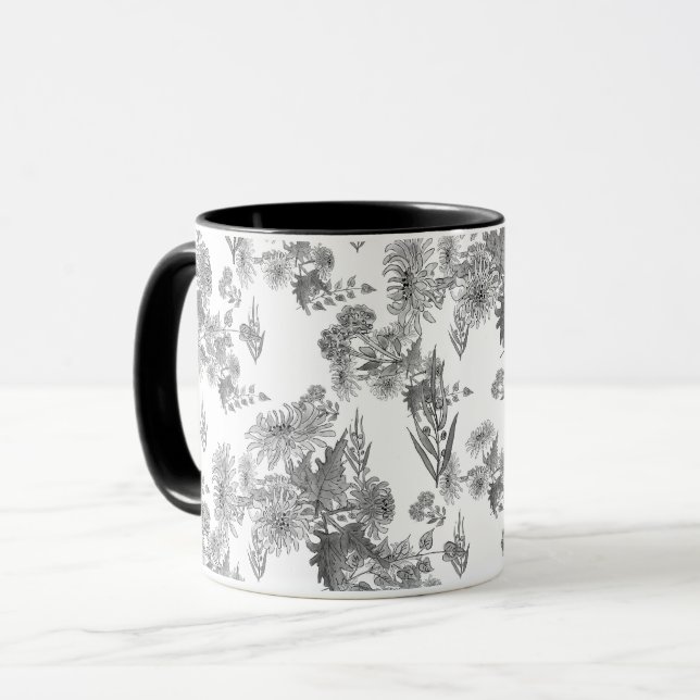 Taza Crisantemo de lino, barba acuarela (Anverso izquierdo)