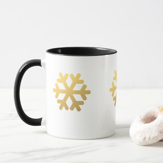 Taza Cristal de nieve dorada de los navidades modernos (Con donut)