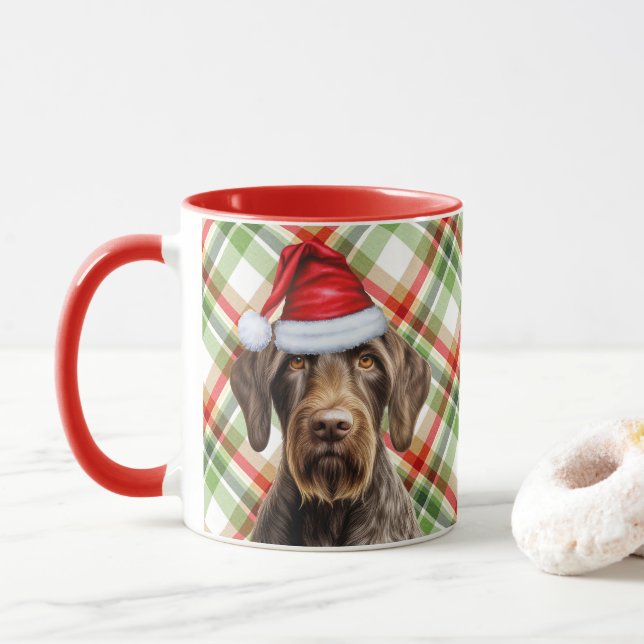 Taza Cristal roja de la festividad del pintor Wirehair  (Con donut)