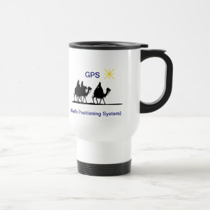 Taza cristiana del viaje del navidad de GPS