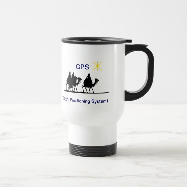 Taza cristiana del viaje del navidad de GPS (Derecha)