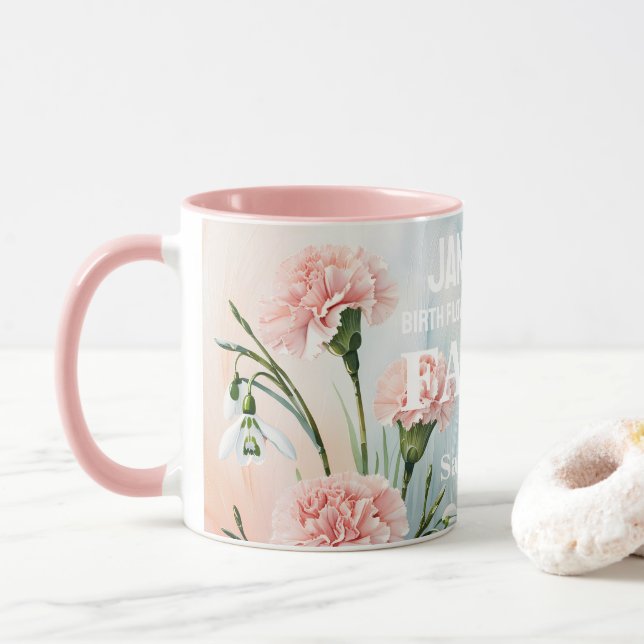 Taza Cristiano Flower Flower Flower Mont enero personal (Con donut)