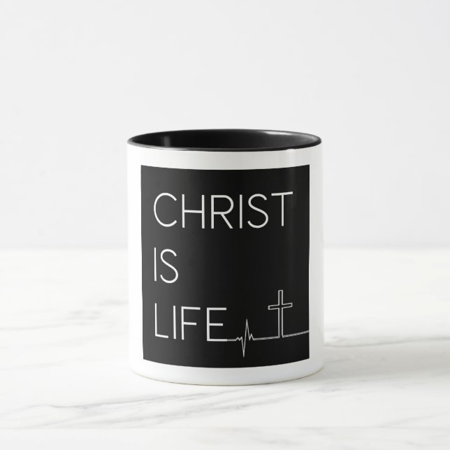 Taza Cristo es la línea del latido de la vida y la cruz (Centro)