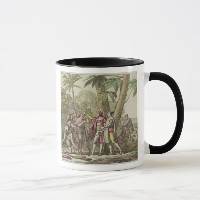 Taza Cristóbal Colón (1451-1506) con Ameri nativo (Derecha)