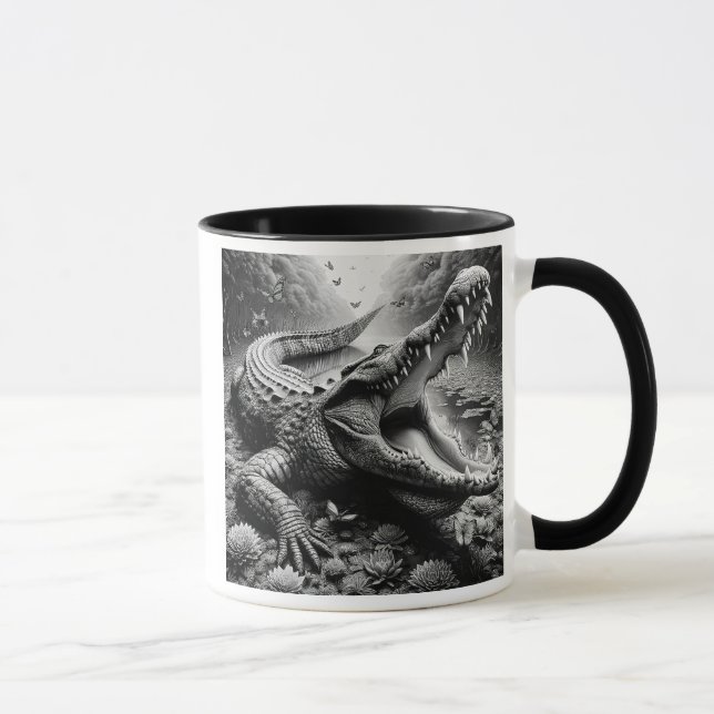 Taza Crocodile impressionnant dans un décor sauvage. (Derecha)
