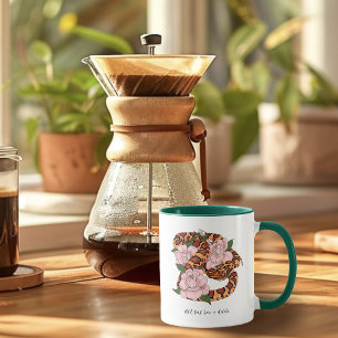 Taza Cron Snake Pink Flores verdes