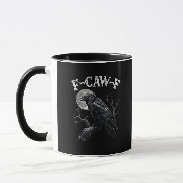 Taza Crow F-Caw-F Funny Bird Moon Gothic Adult Humor Vi (Izquierda)