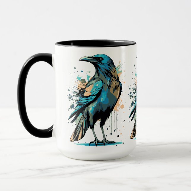 Taza Crow Mystic - Ilustracion Black Raven - Crow Mug (Izquierda)