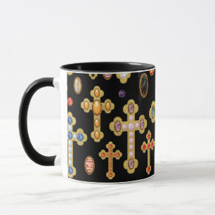 Taza Cruces de Piedras de Nacimiento Falsas y Gemas Sue