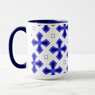 Taza Cruz blanca y azul moderna