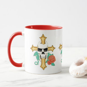 Taza Cruz De Calavera Y Rosa