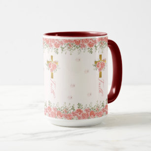 Taza Cruz floral de regalo de fe
