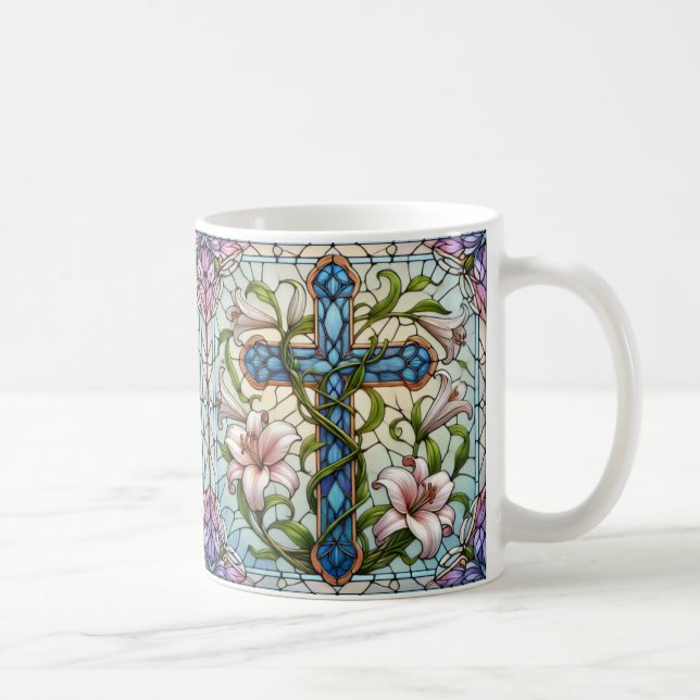 Taza Cruz Floral de vidrio templado (Derecha)