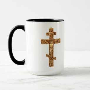 Taza Cruz ortodoxa de oro elegante