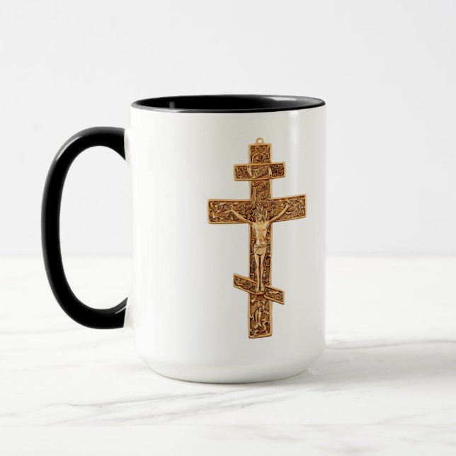 Taza Cruz ortodoxa de oro elegante (Izquierda)