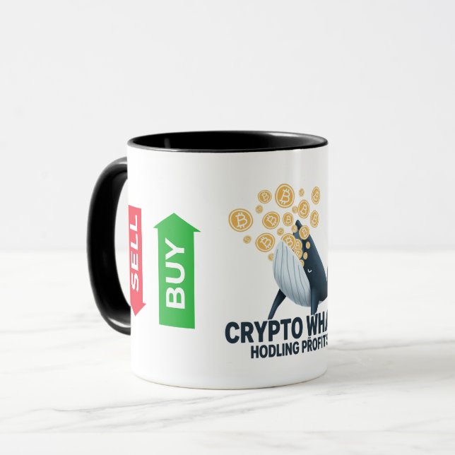 Taza Crypto Whale Bitcoin Buy Sell Trading Coffee Mug (Anverso izquierdo)