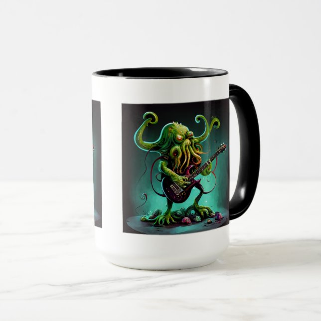 Taza Cthulhu Rock 'n Roll Combo Mug, 15 oz (Anverso derecho)