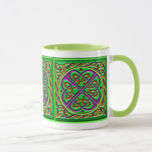 Taza Cuadrado de cerámica céltico verde