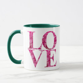 Taza Cuadrado de FLORES rosadas de AMOR