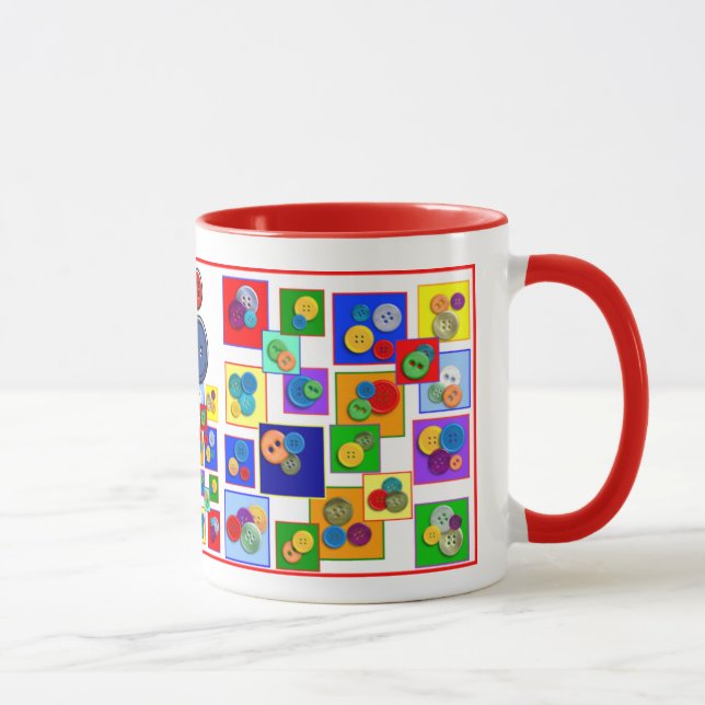 Taza Cuadrados coloridos y botones Diseñar niños (Derecha)