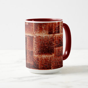 Taza Cuadrados con textura de pared roja oscura y clara