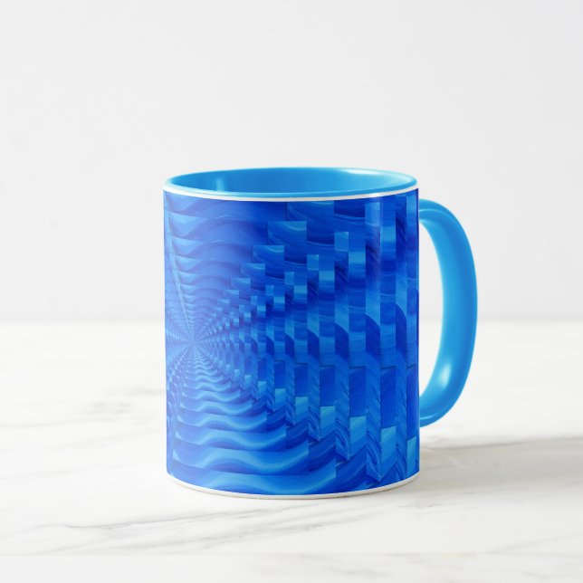 Taza Cuadrados concentrados azules Mug (Anverso derecho)