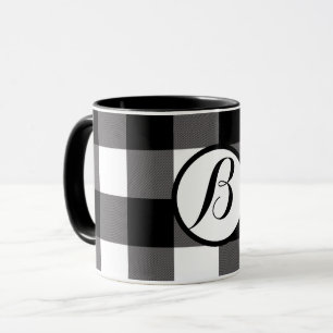 Taza Cuadrados de cuadros negros y blancos de Búfalo