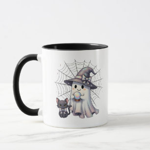 Taza Cuadrillo Ghost Witch Black Cat Coquette Halloween
