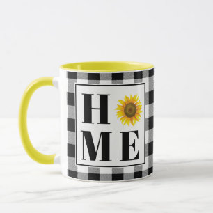 Taza Cuadro de búfalo girasol "Hogar"