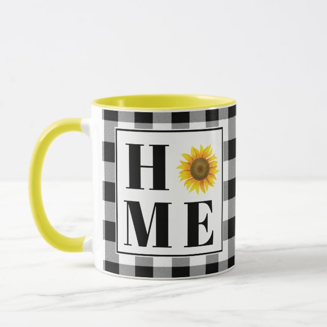 Taza Cuadro de búfalo girasol "Hogar" (Izquierda)