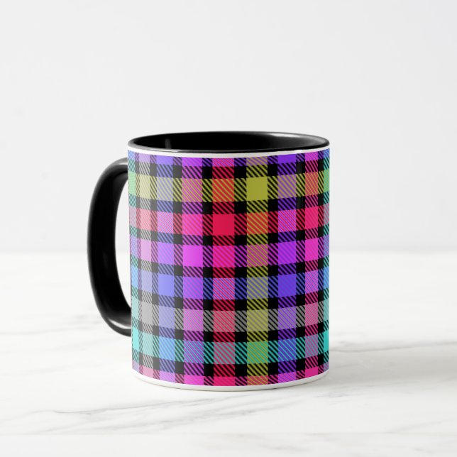 Taza Cuadro de Madras Brillante Arcoíris (Anverso izquierdo)