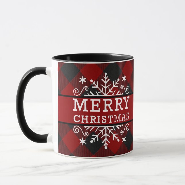 Taza Cuadro de Navidad copo de nieve alegre  (Izquierda)