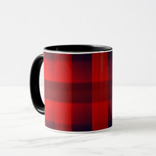Taza Cuadro Escocés Búfalo Bokeh Rojo