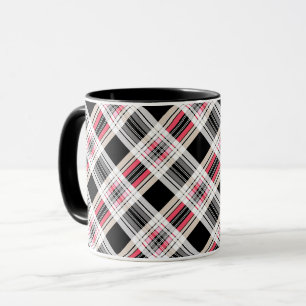 Taza Cuadro escocés rojo negro y blanco