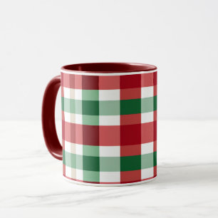 Taza Cuadro Escocés Rojo Verde Blanco Alegre Rústico Ho