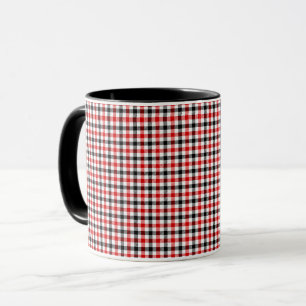 Taza Cuadro Gingham Rojo Negro y Blanco