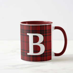 TAZA CUADRO PICADO NEGRO ROJO TYPOGRAFÍA PERSONALIZADA 