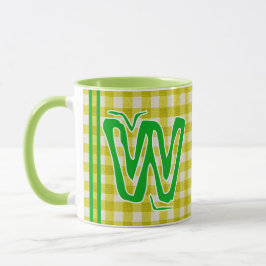 Taza Cuadros amarillos y verdes (monograma, nombre) Caf
