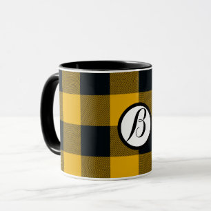 Taza Cuadros de cuadros amarillos y negros de Búfalo