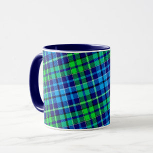 Taza Cuadros Escoceses Azules y Verdes Azul Marino