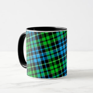 Taza Cuadros Escoceses Azules y Verdes Tartán Negro