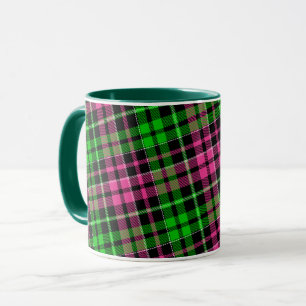 Taza Cuadros Escoceses Rosa y Verde sobre Negro