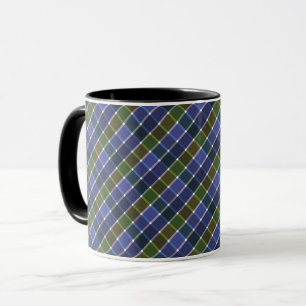 Taza Cuadros escoceses tartán azul verde colores retro