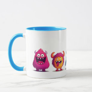 Taza Cuadros monstruos azul claro