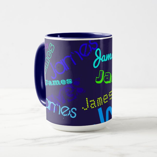 Taza Cualquier patrón de nombre colorido de Personaliza (Anverso izquierdo)